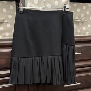Cinq à Sept Black Asymmetrical Pleated Skirt